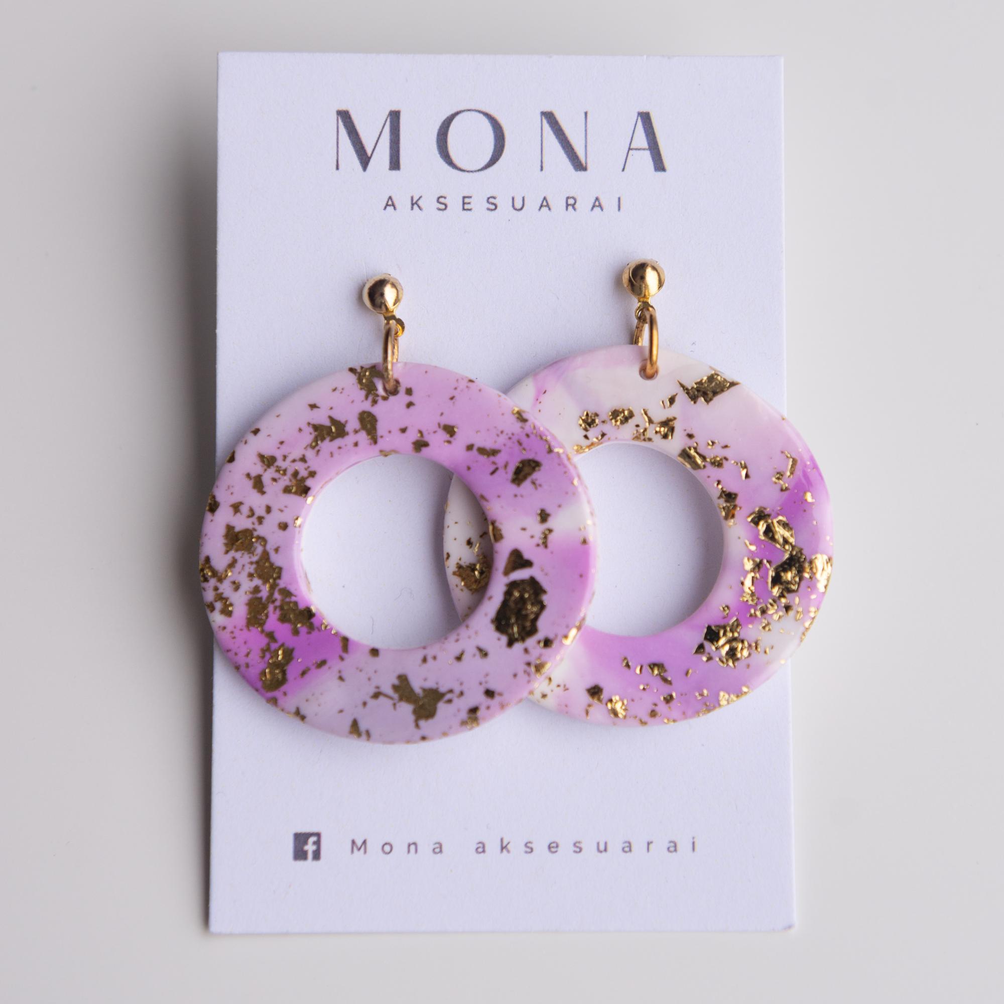 Auskarai ,,Pink golden rings“