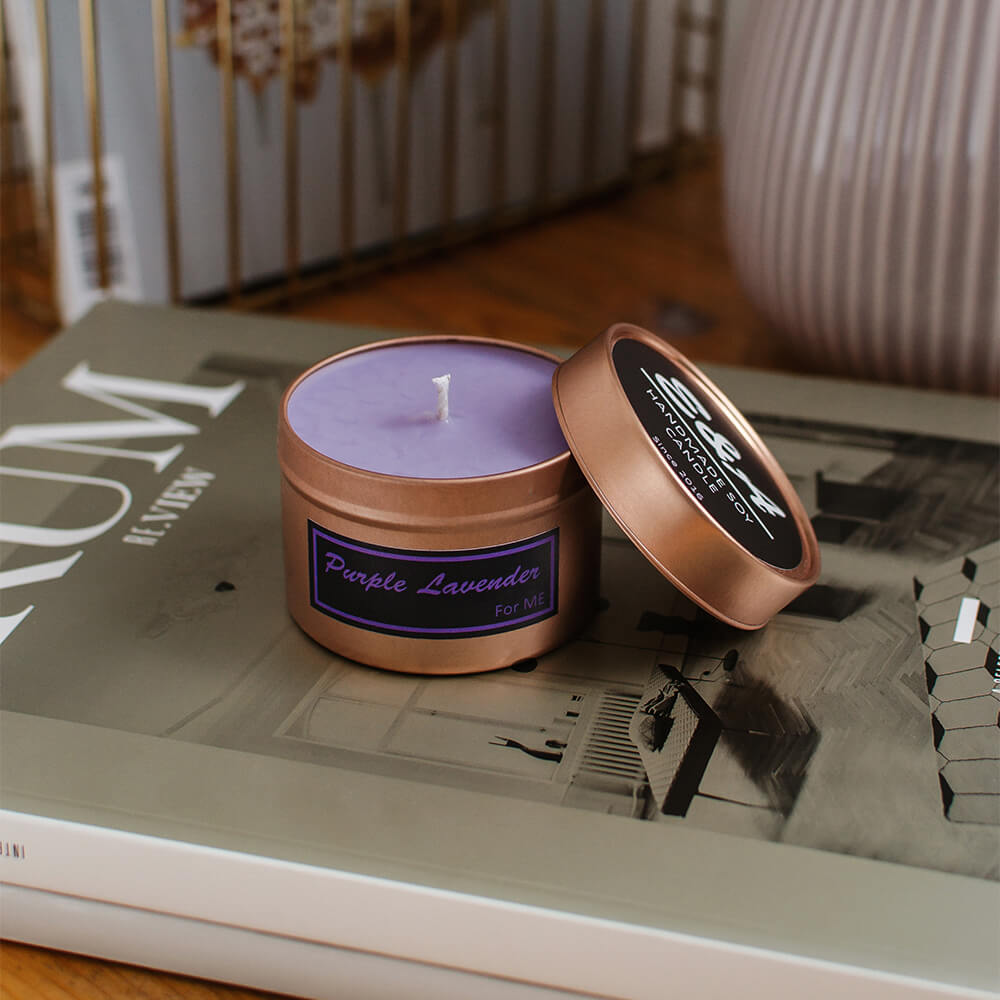 Sojų vaško aromatinė žvakė „Violetinė levanda”