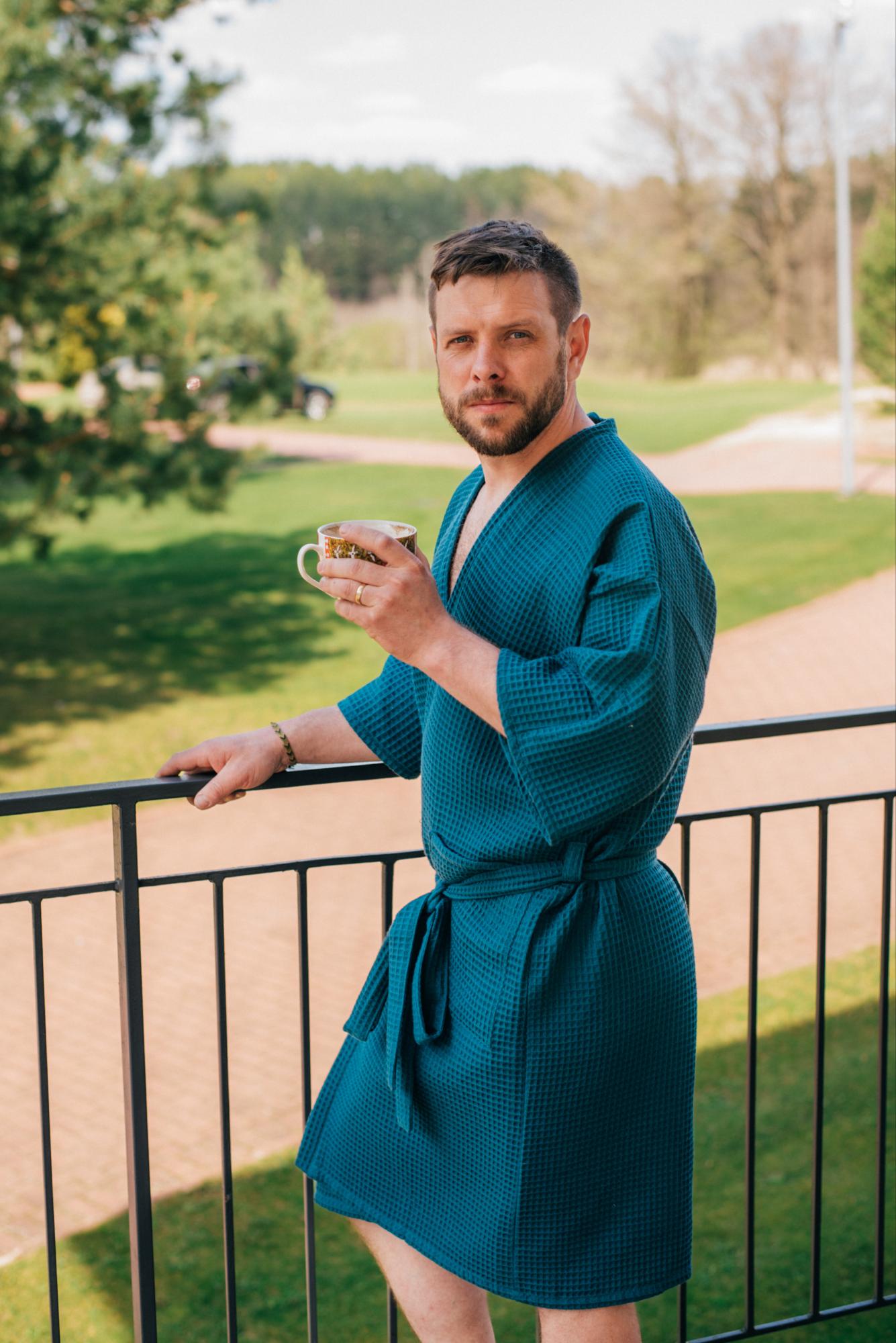 Medvilninis (vaflinis) kimono stiliaus chalatas