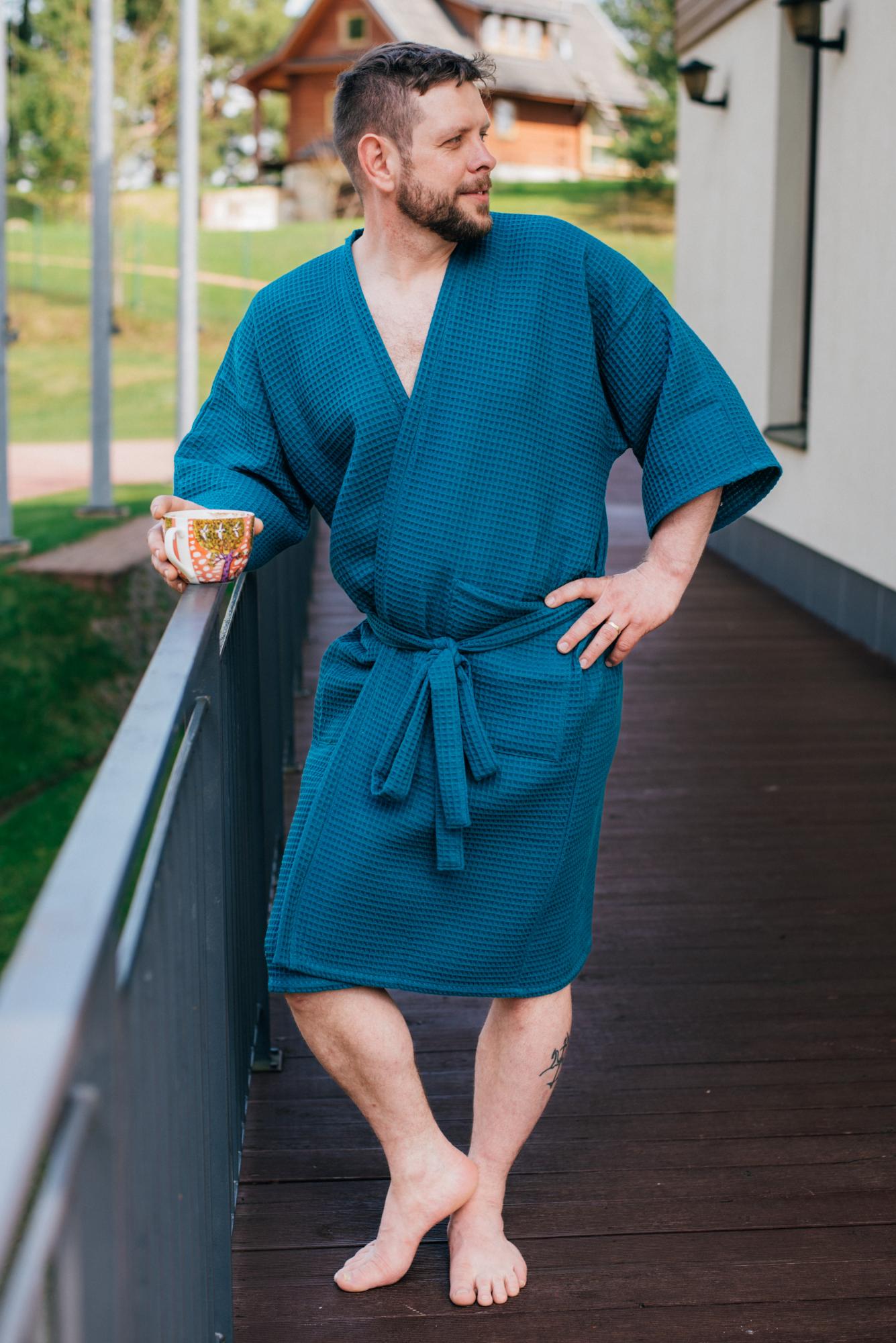 Medvilninis (vaflinis) kimono stiliaus chalatas