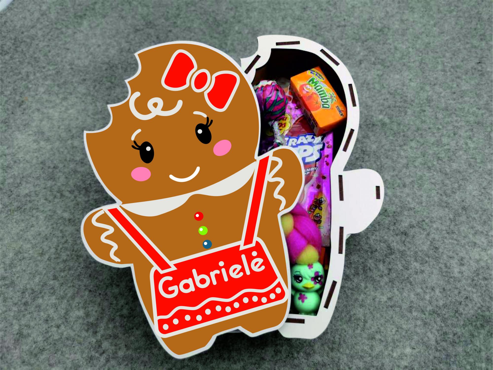 Spalvota vardinė dėžutė „Sausainukas – mergaitė”