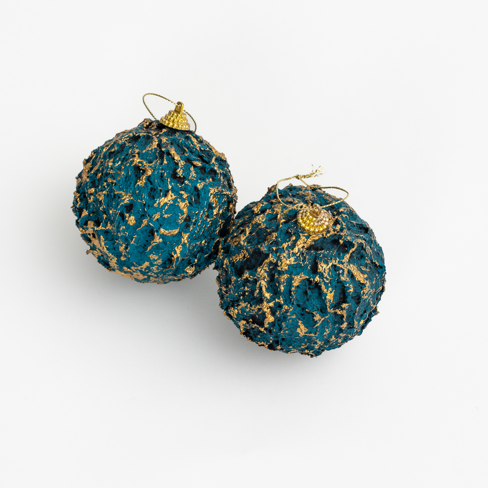 Tamsios smaragdo spalvos Kalėdų eglutės žaisliukai „Esmeralda oscura“ (8 cm) - 2 vnt.