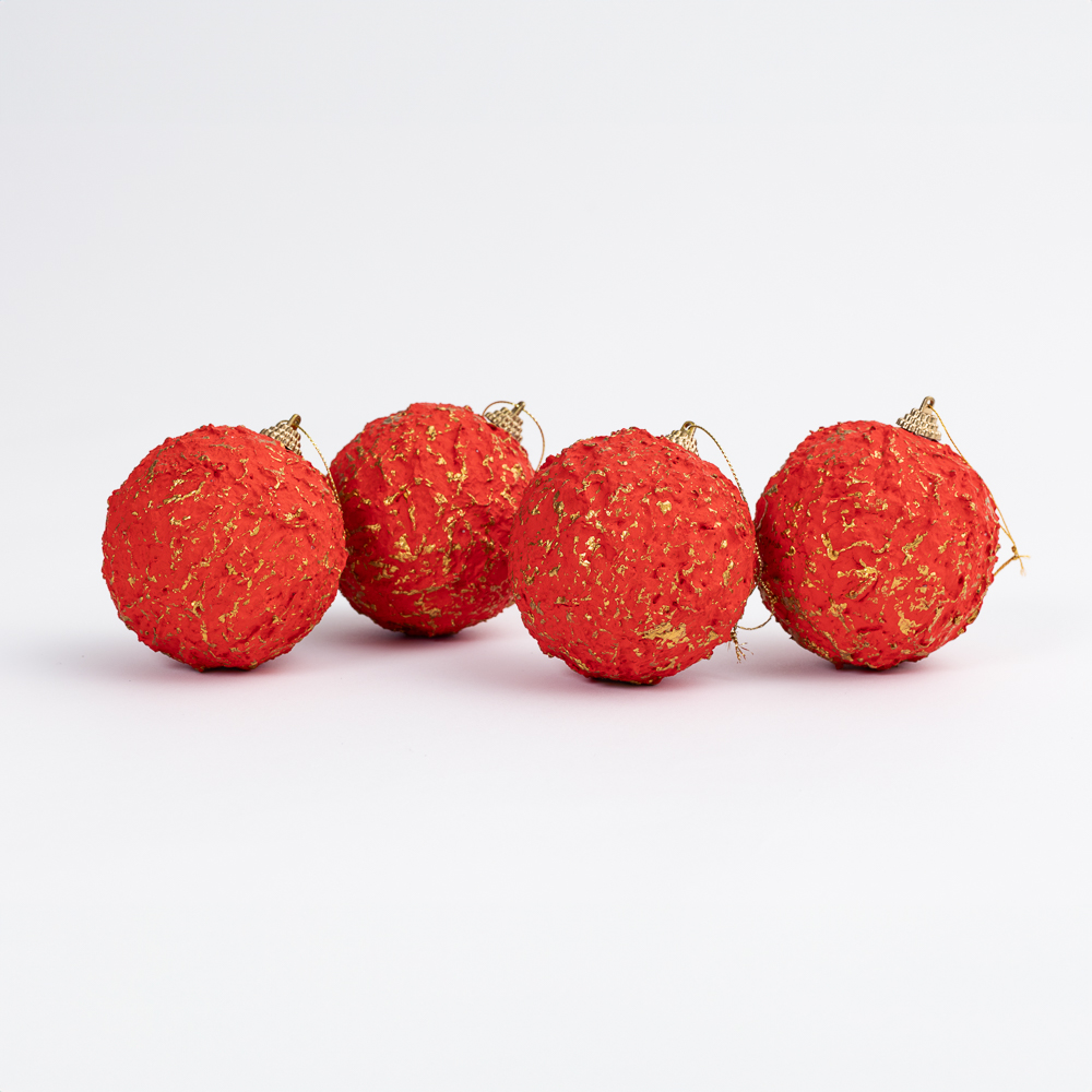 Raudonos spalvos Kalėdų eglutės žaisliukai „Rojo brillante“ (8 cm) - 2 vnt.