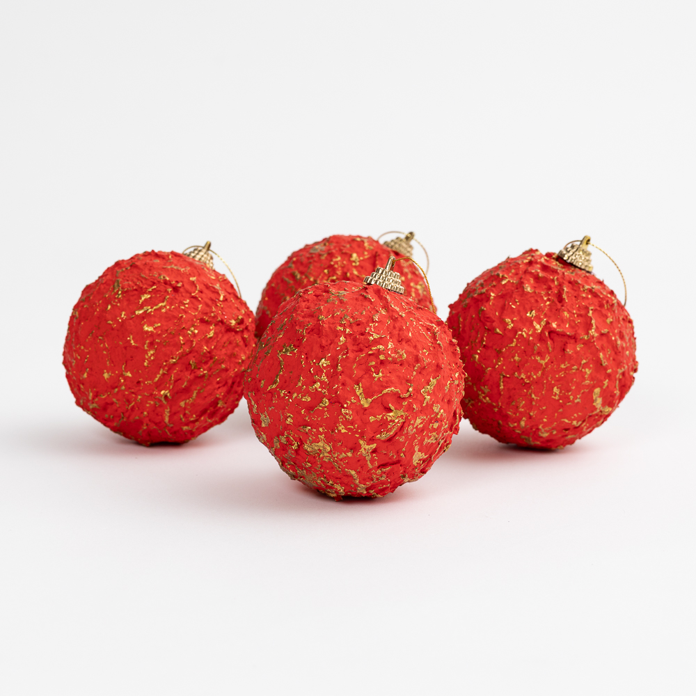 Raudonos spalvos Kalėdų eglutės žaisliukai „Rojo brillante“ (8 cm) - 2 vnt.