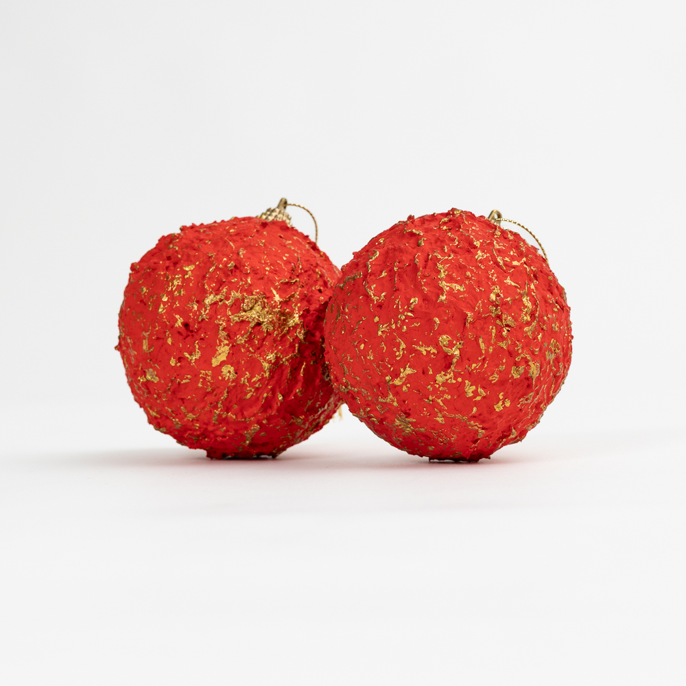 Raudonos spalvos Kalėdų eglutės žaisliukai „Rojo brillante“ (8 cm) - 2 vnt.