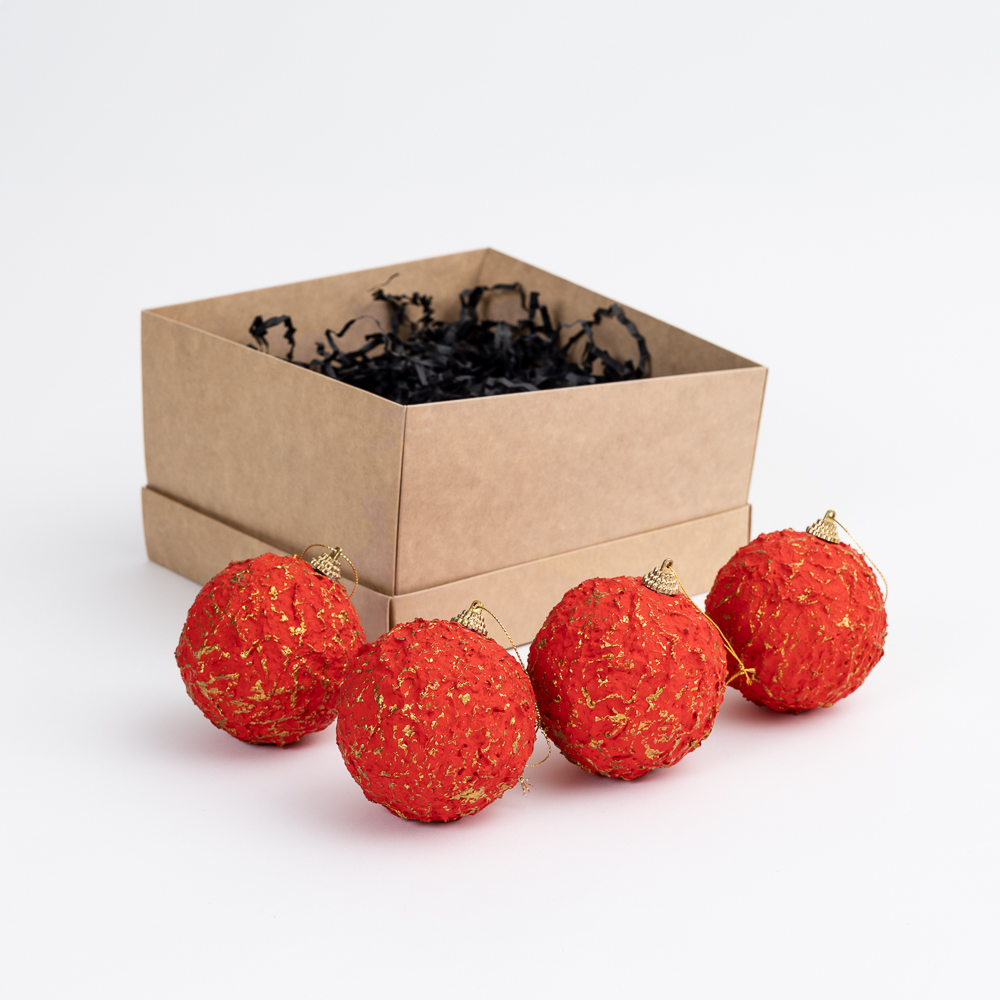 Raudonos spalvos Kalėdų eglutės žaisliukai „Rojo brillante“ (8 cm) - 2 vnt.