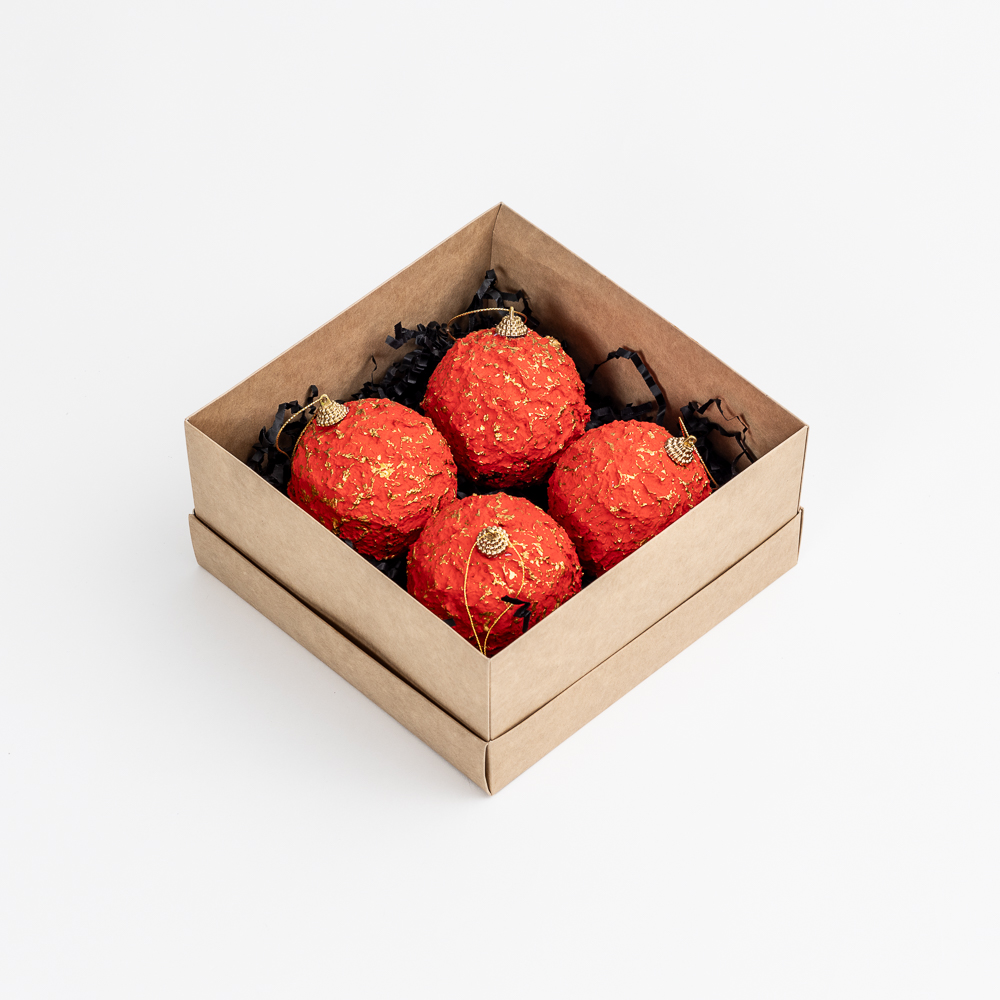 Raudonos spalvos Kalėdų eglutės žaisliukai „Rojo brillante“ (8 cm) - 2 vnt.