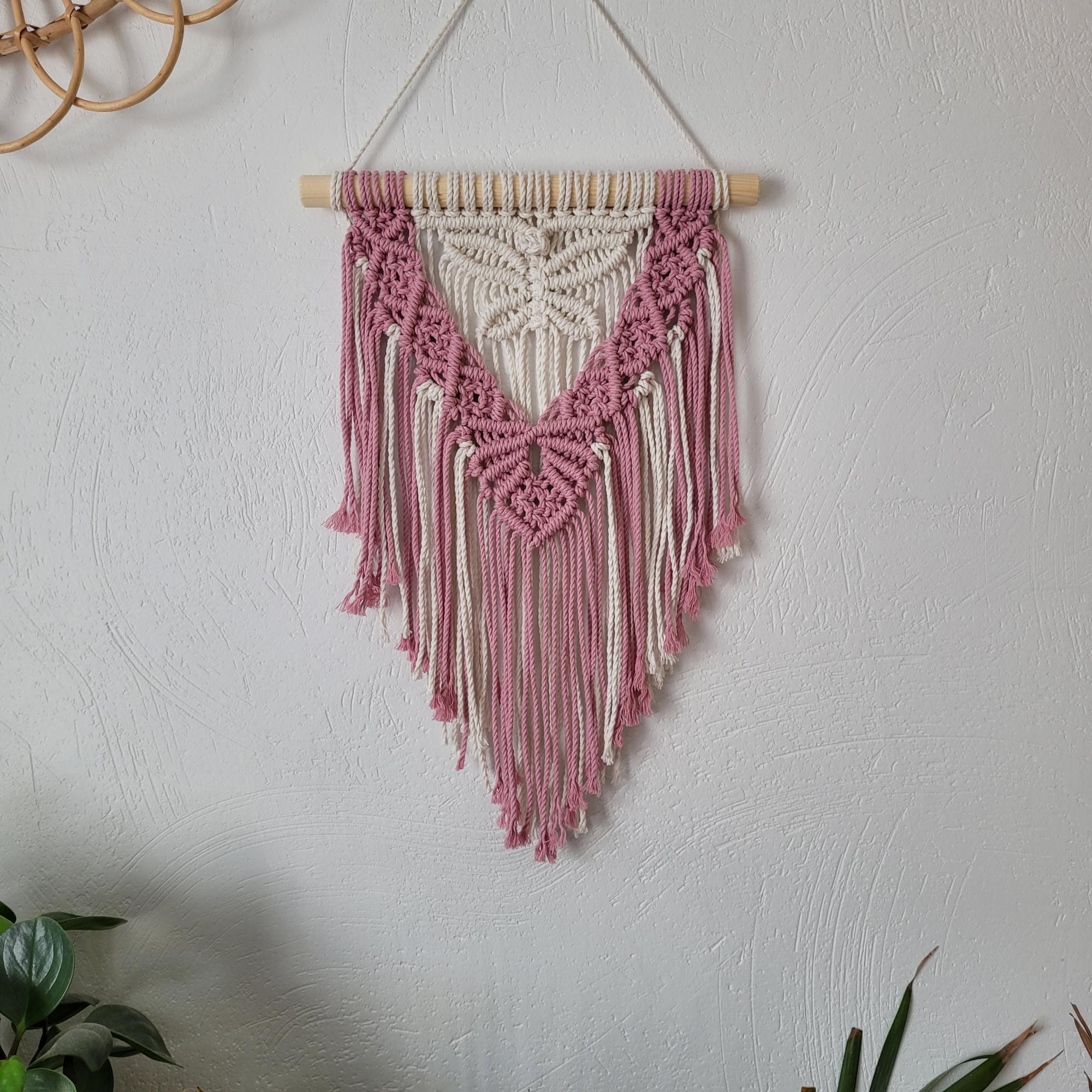Makrame Boho stiliaus sienos dekoracija Drugelis
