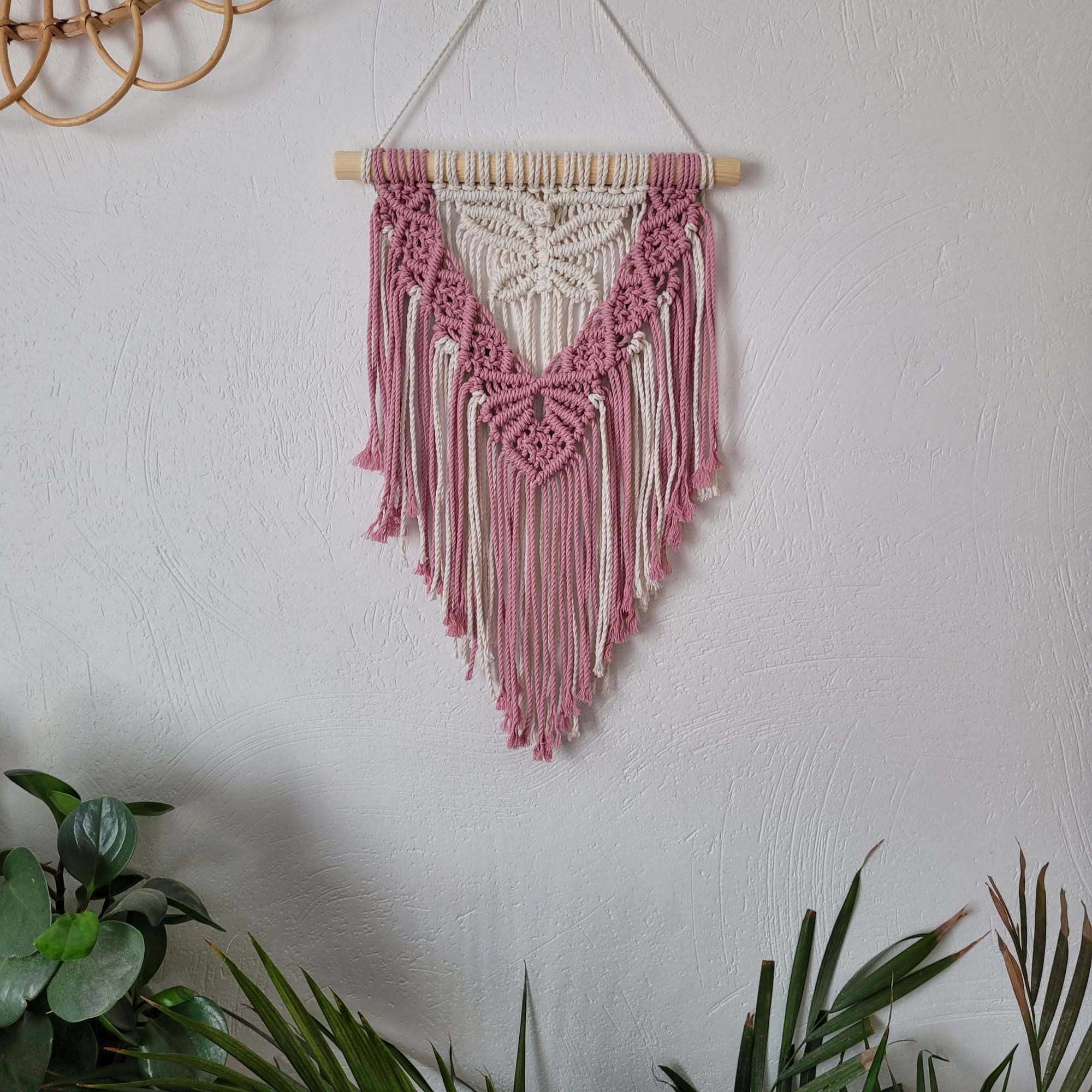 Makrame Boho stiliaus sienos dekoracija Drugelis