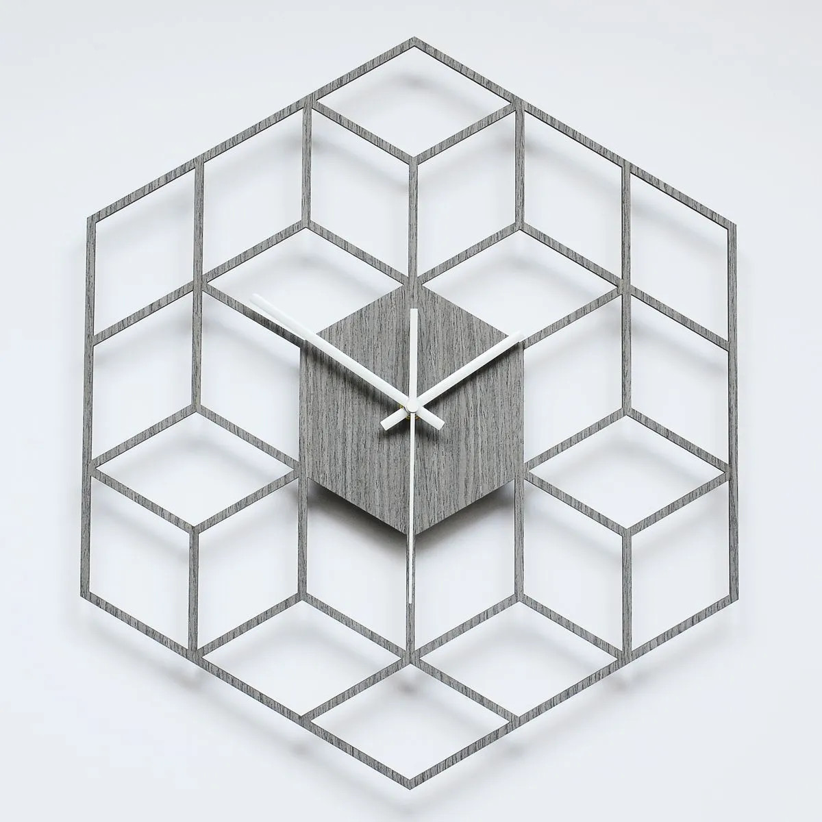 Sieninis ąžuolo faneruotės laikrodis CUBIC GREY