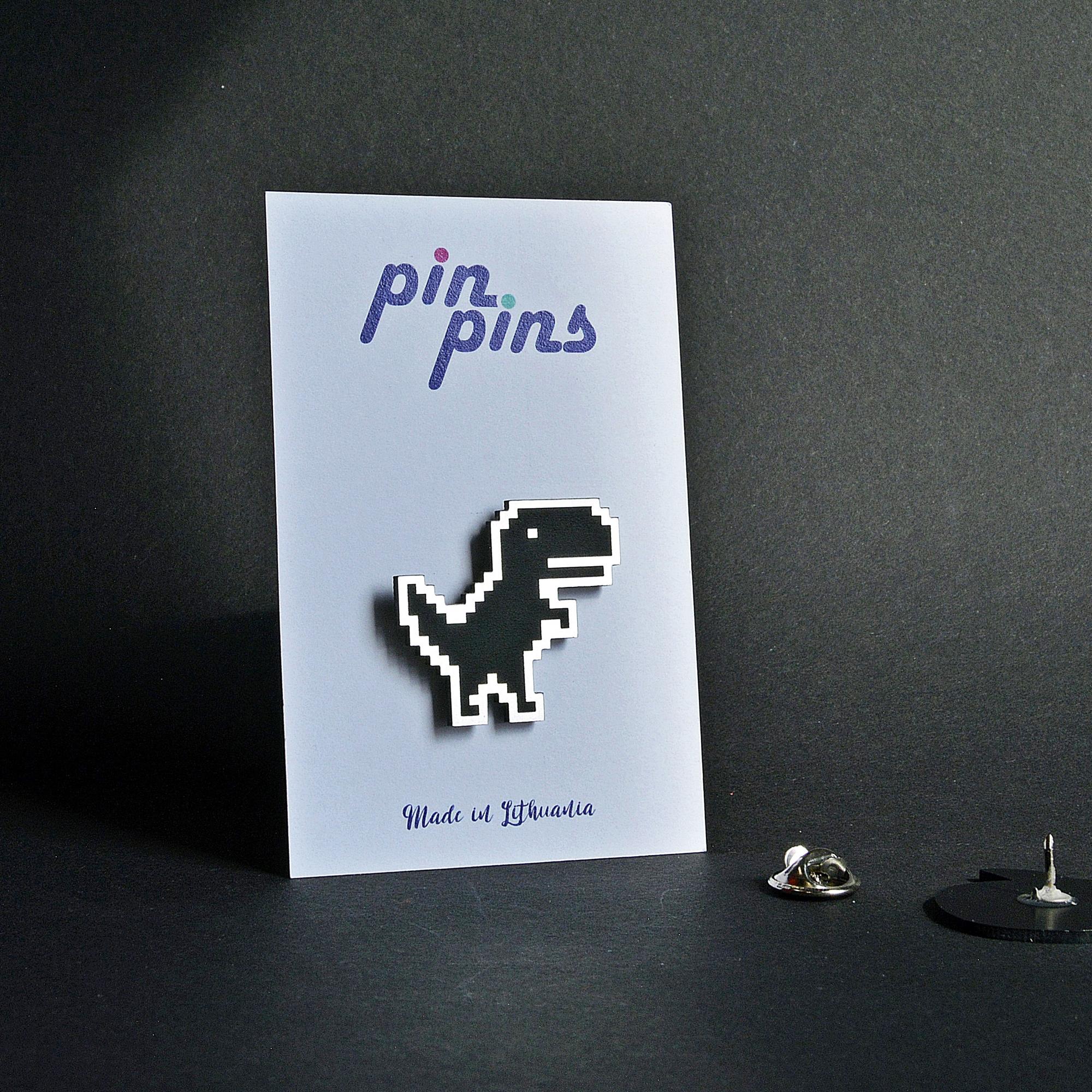 Dinozauras google chrome dinosaur game įsegamas Pin ženkliukas sagė drabužio aksesuaras