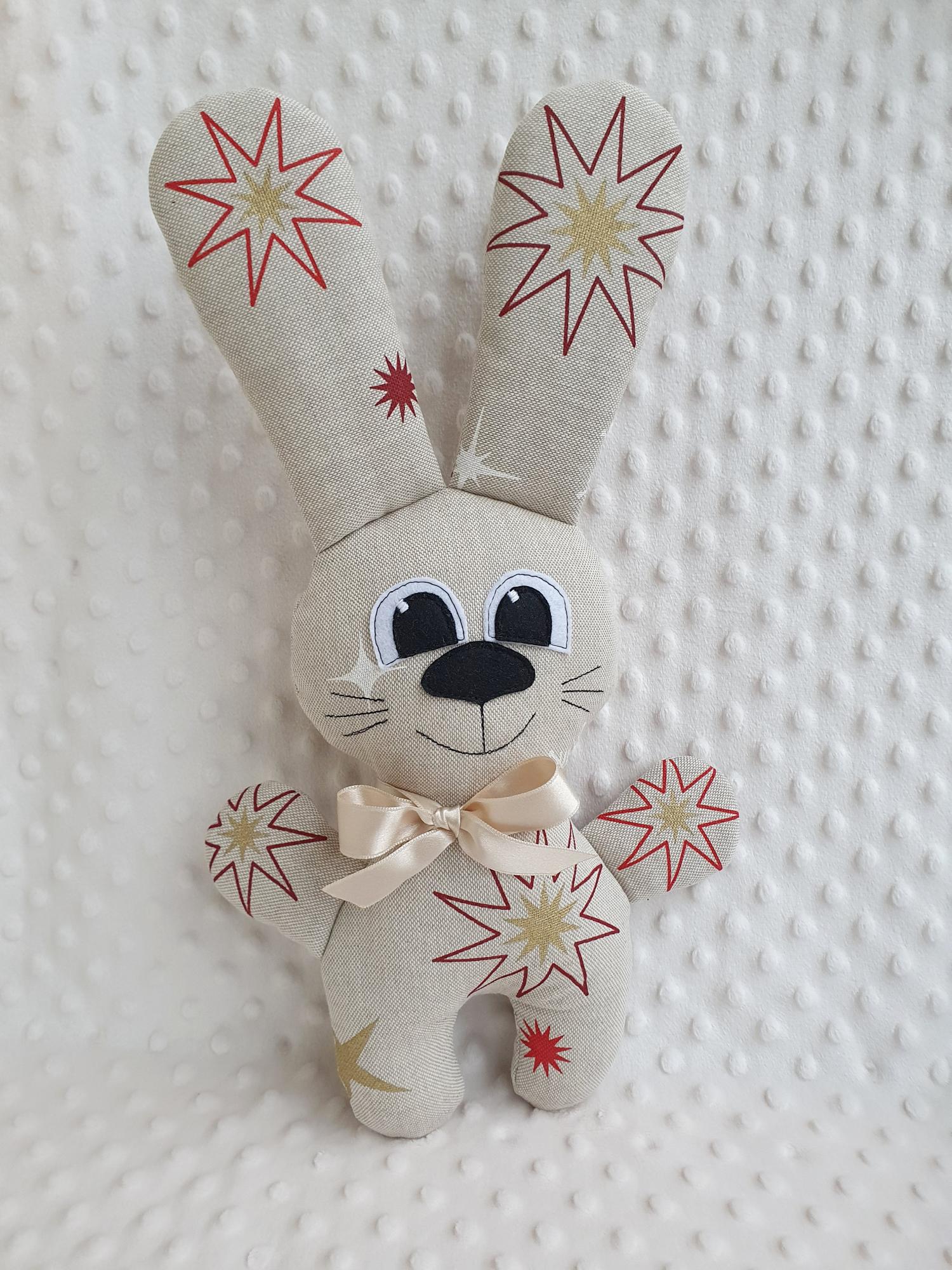 Zuikis ilgaausis, ūgis 36 cm. 50 % lino audinys