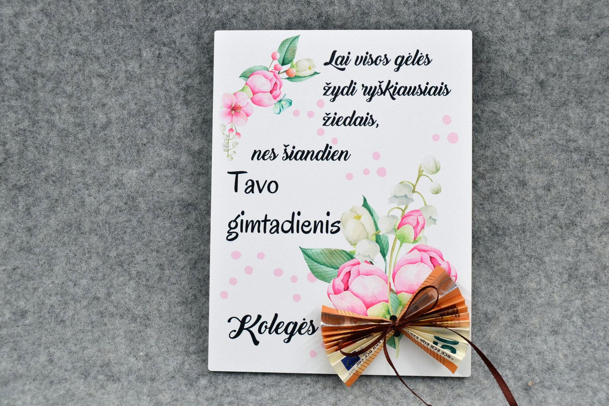 Spalvotas pinigų vokelis – atvirutė „Gėlės”