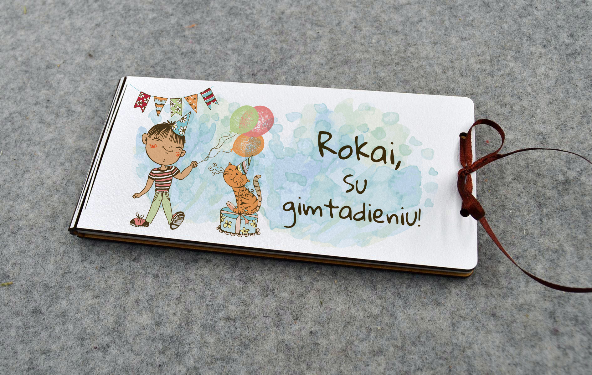 Spalvotas pinigų vokelis „Berniukas su katinu”