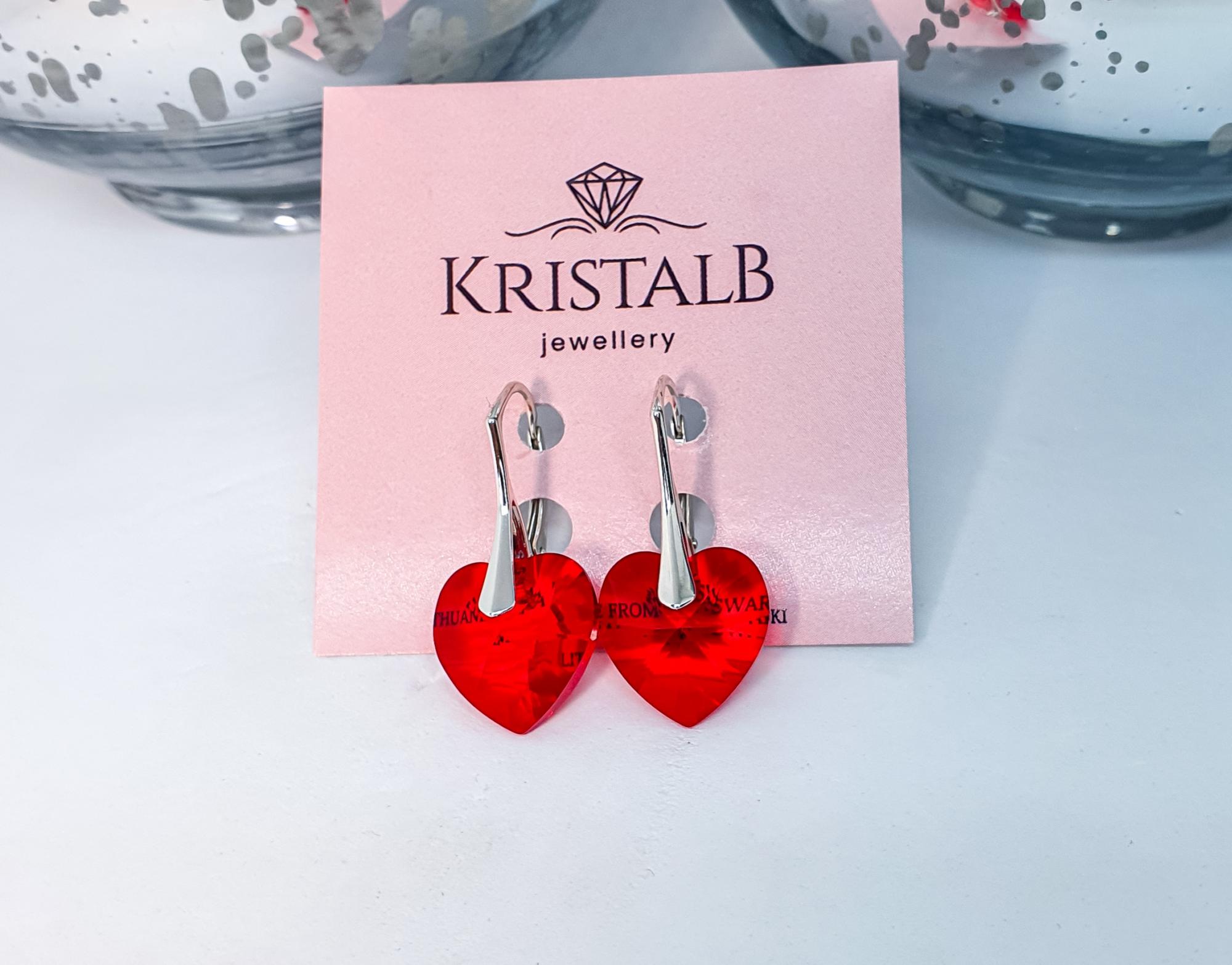 Sidabriniai auskarai „Crystal heart“