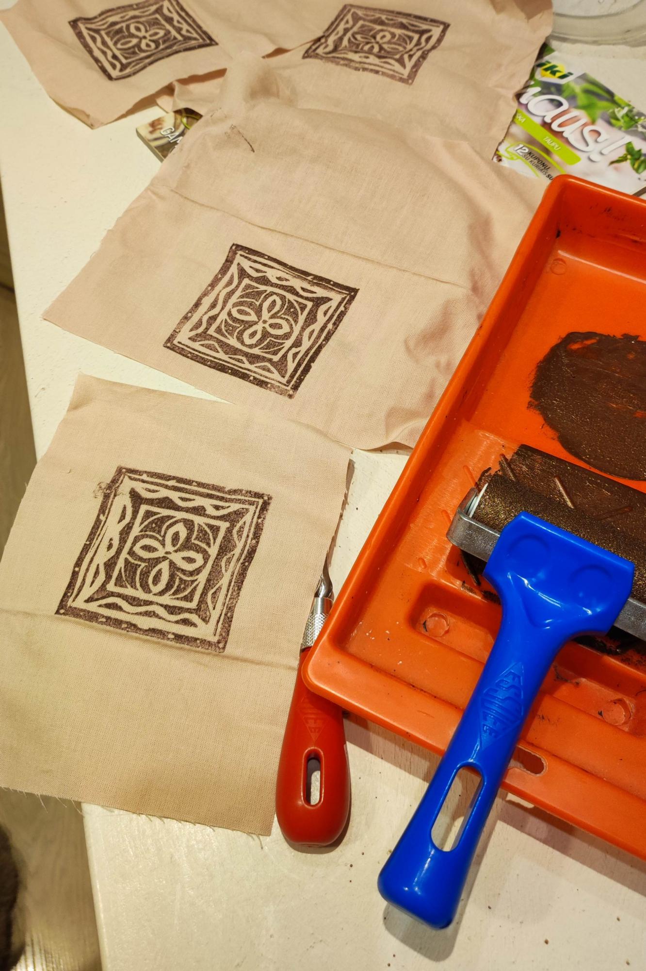 Medvilninis Krepšys Su Kišenėmis/Dekoruotas Rankų Darbo Ornamentine Tapyba Ant Tekstilės/Pirkinių Krepšys/Medžiaginė Tašė/Tote Bag/Maišelis/Shoper