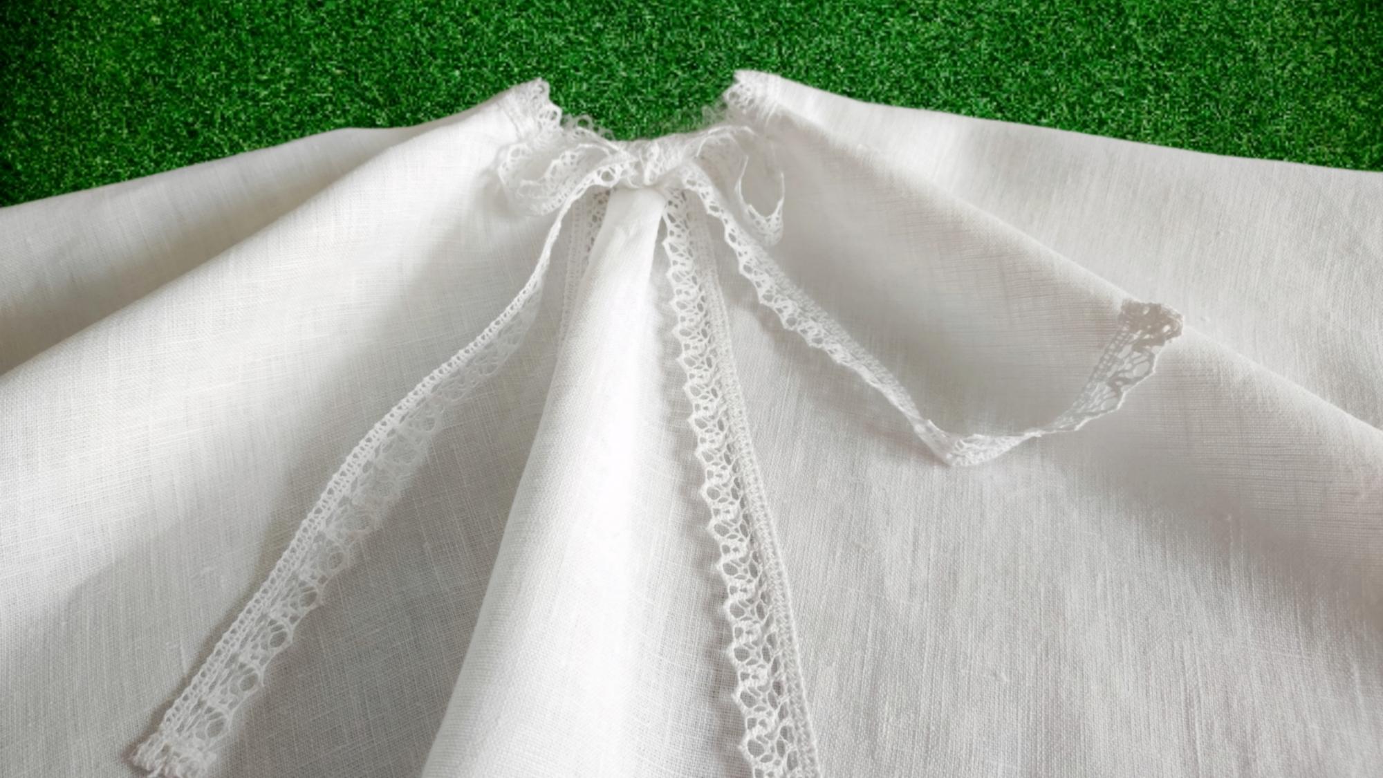 Nėriniuota Lininė Krikšto Skraistė Su Gobtuvu Be Gobtuvo/ Baltas Apsiaustas Berniukams Mergaitėms/ Surišama Pelerina Apeigoms / Removable Collar Baptism Cape