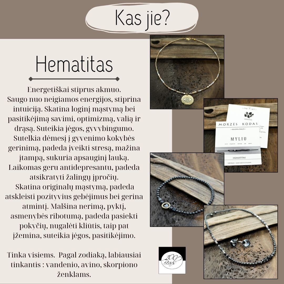 Kojos papuošalas - vėrinys iš hematito, aukso spalvos
