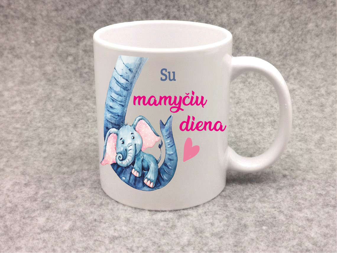 Spalvotas puodelis „Drambliukas”