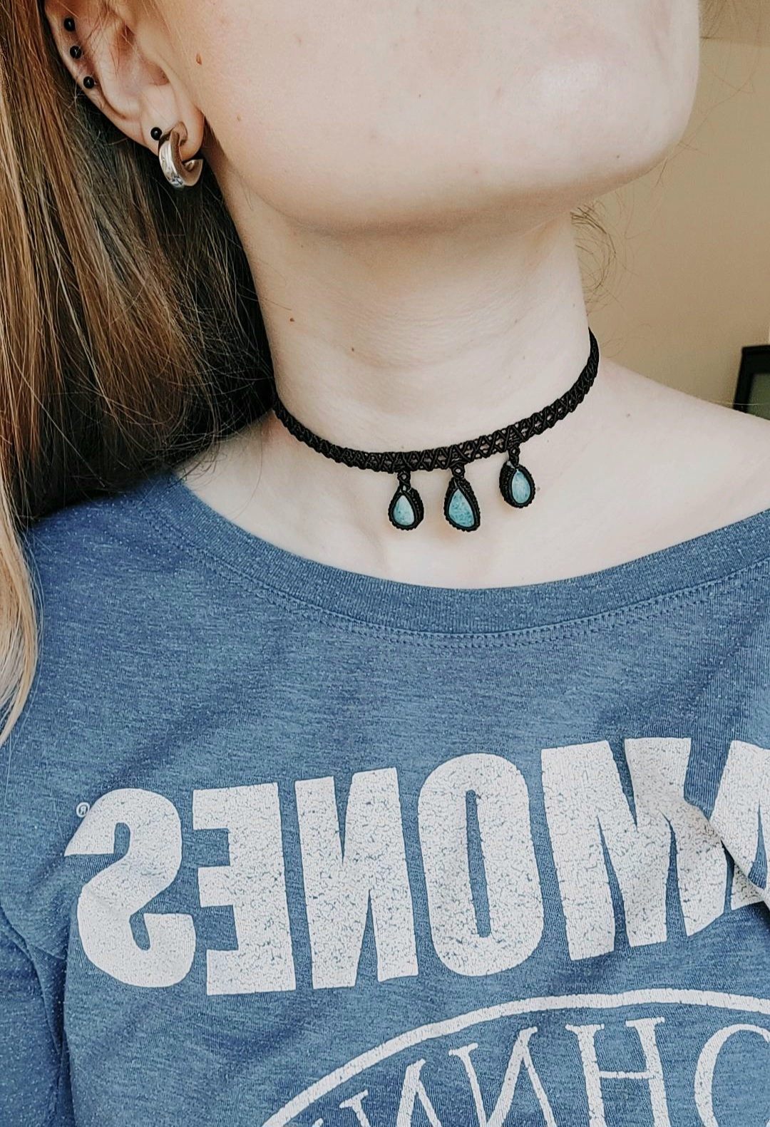 Makrame chokeris su Amazonitu