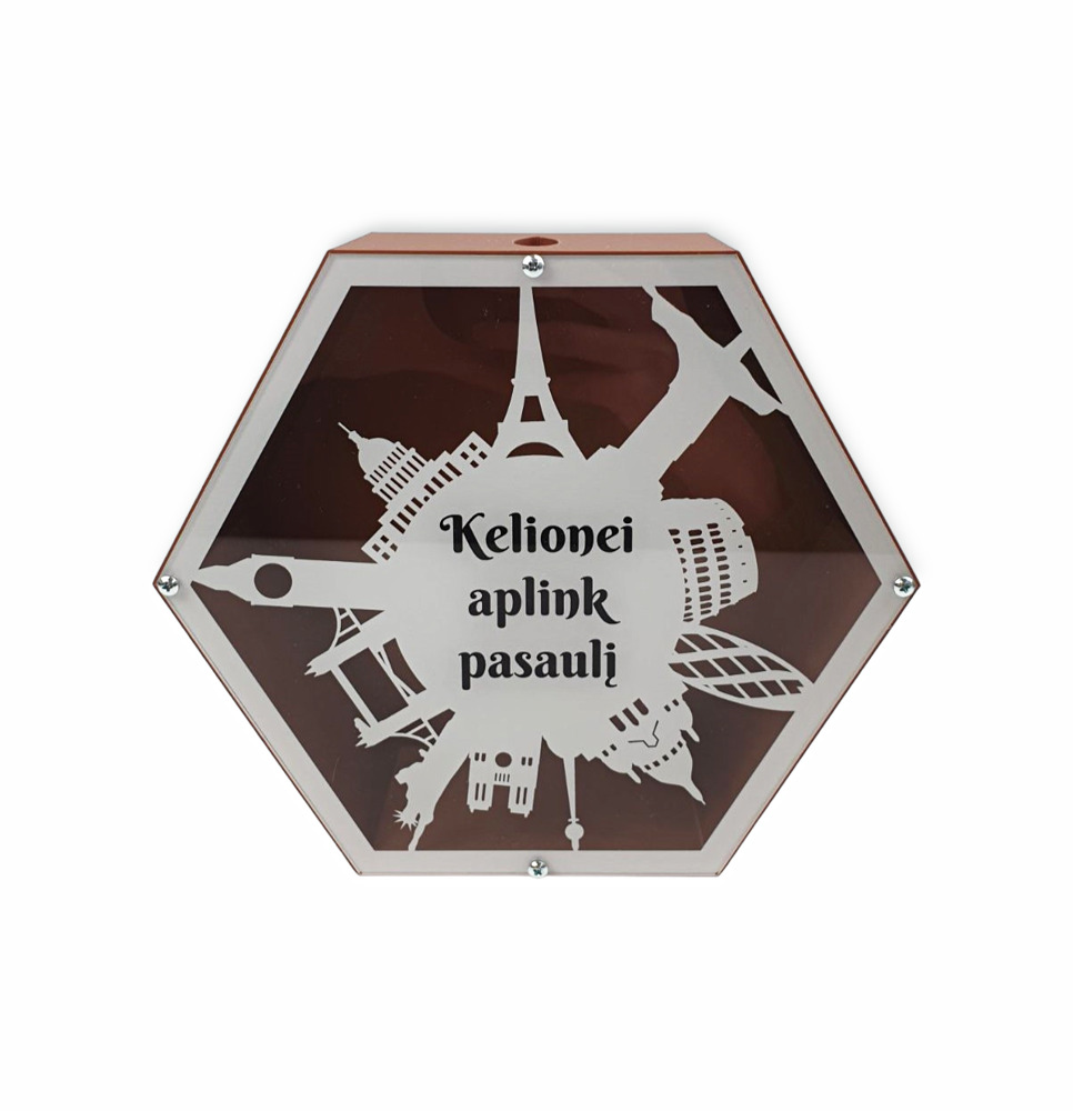 3D Taupyklė šešiakampė „Kelionei aplink pasaulį“