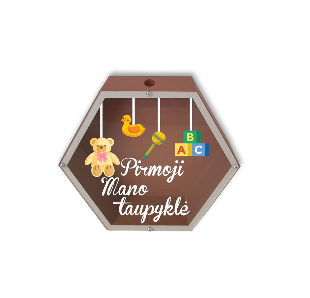 3D Taupyklė šešiakampė „Pirmoji Mano taupyklė“