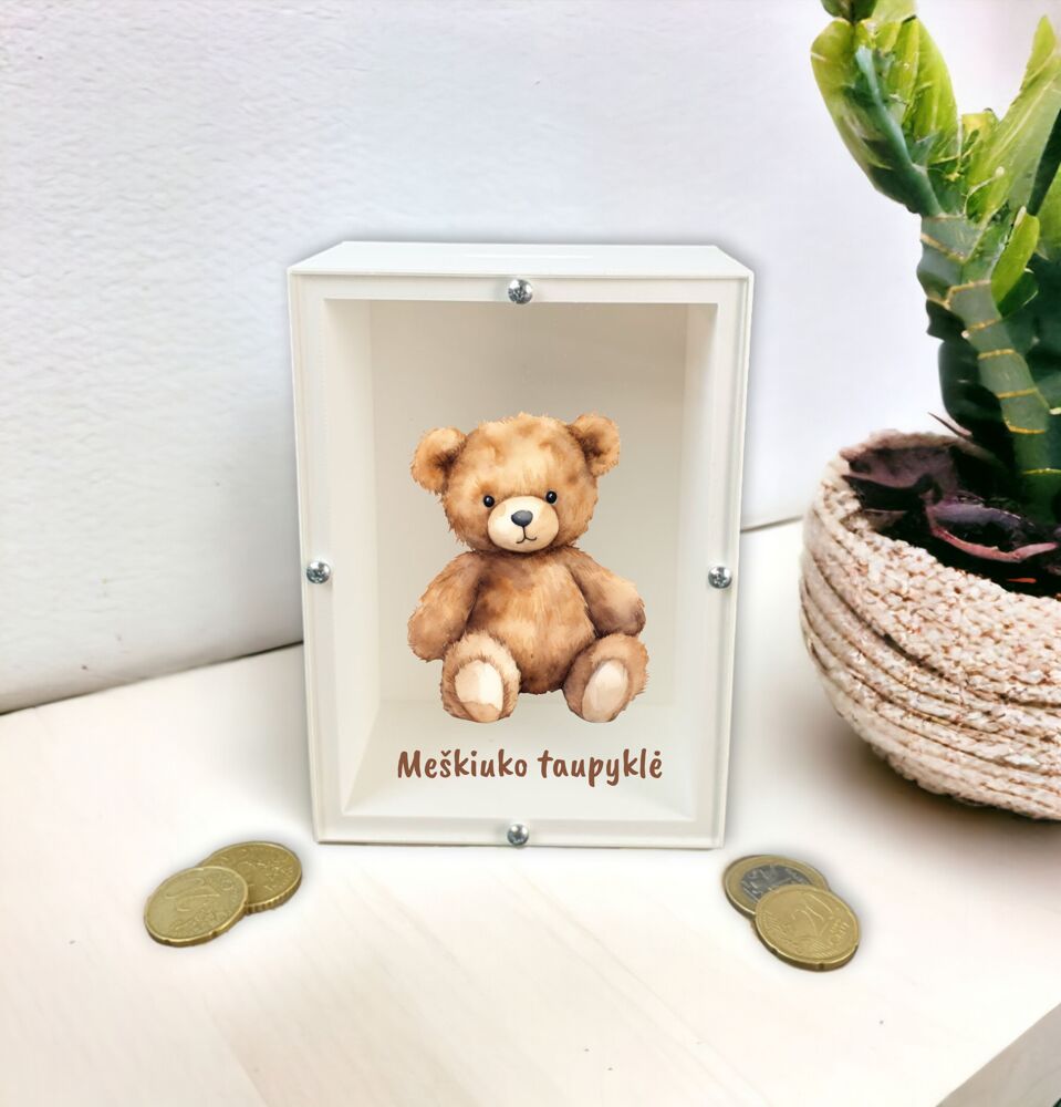3D Taupyklė stačiakampė „Meškiuko taupyklė“
