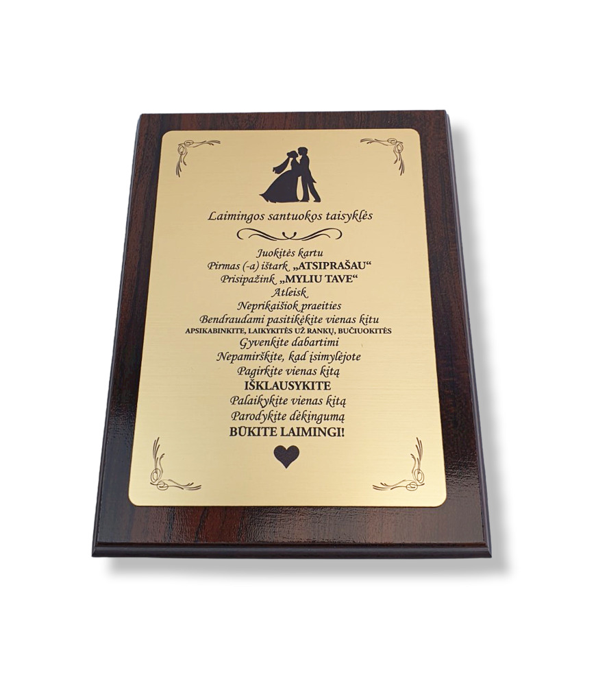 Plaketė „Laimingos santuokos taisyklės“