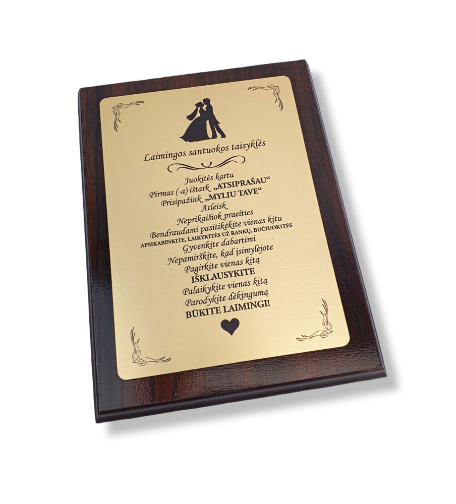 Plaketė „Laimingos santuokos taisyklės“