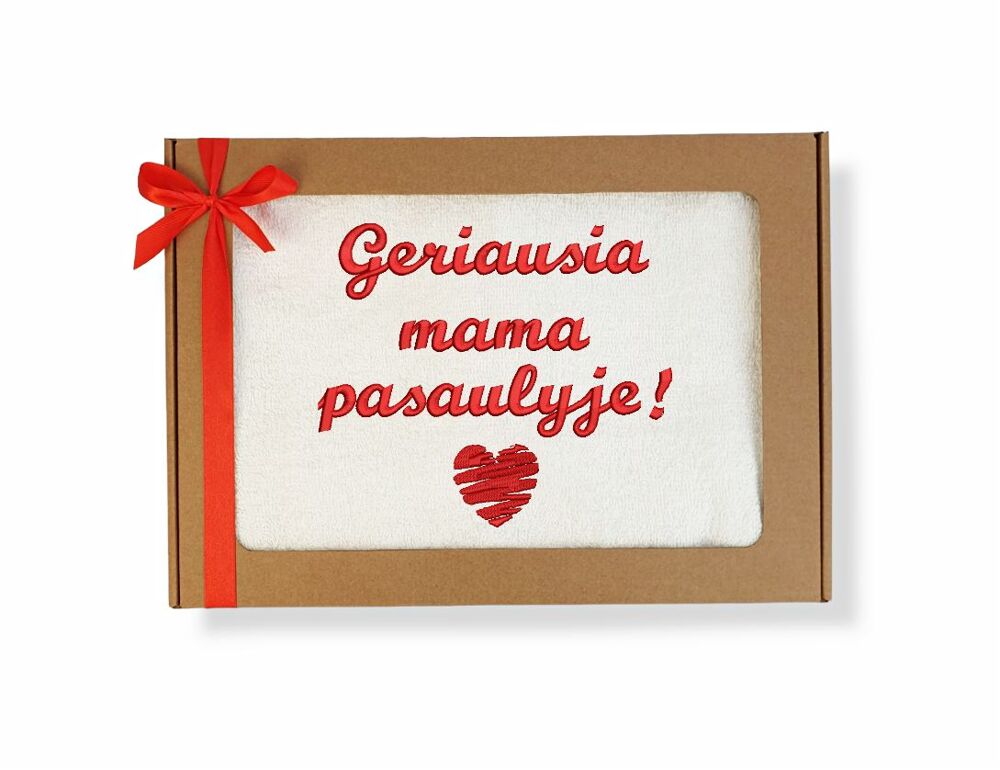 Siuvinėtas rankšluostis „Geriausia mama pasaulyje“
