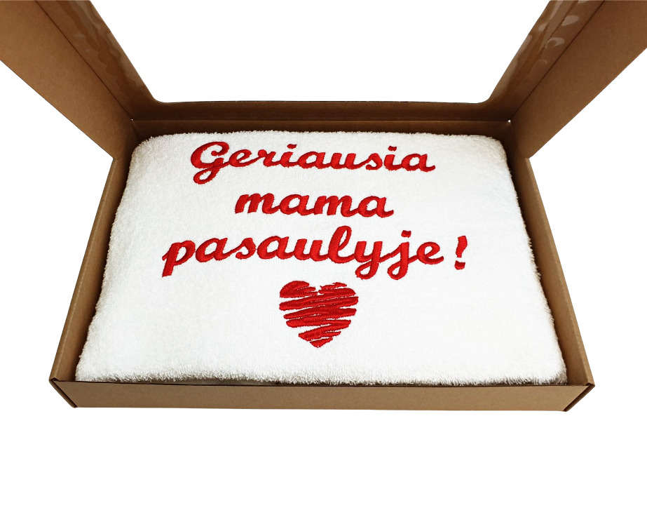 Siuvinėtas rankšluostis „Geriausia mama pasaulyje“