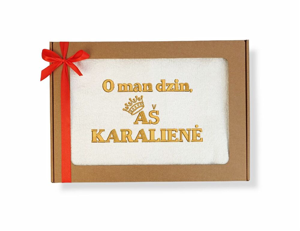 Siuvinėtas rankšluostis „O man dzin, AŠ KARALIENĖ“