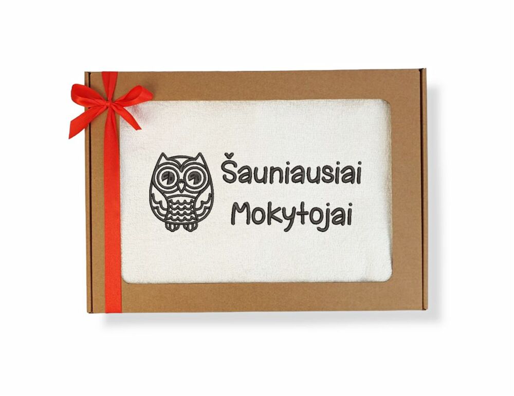 Siuvinėtas rankšluostis „Šauniausiai Mokytojai“