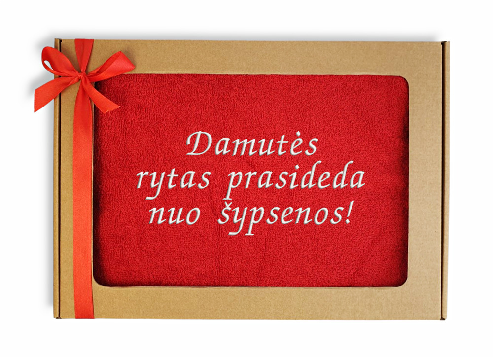Siuvinėtas rankšluostis „Damutės rytas prasideda“