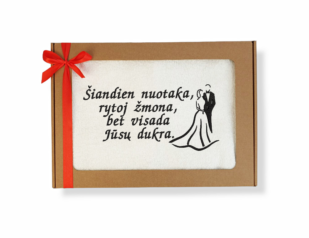 Siuvinėtas rankšluostis „Šiandien nuotaka“