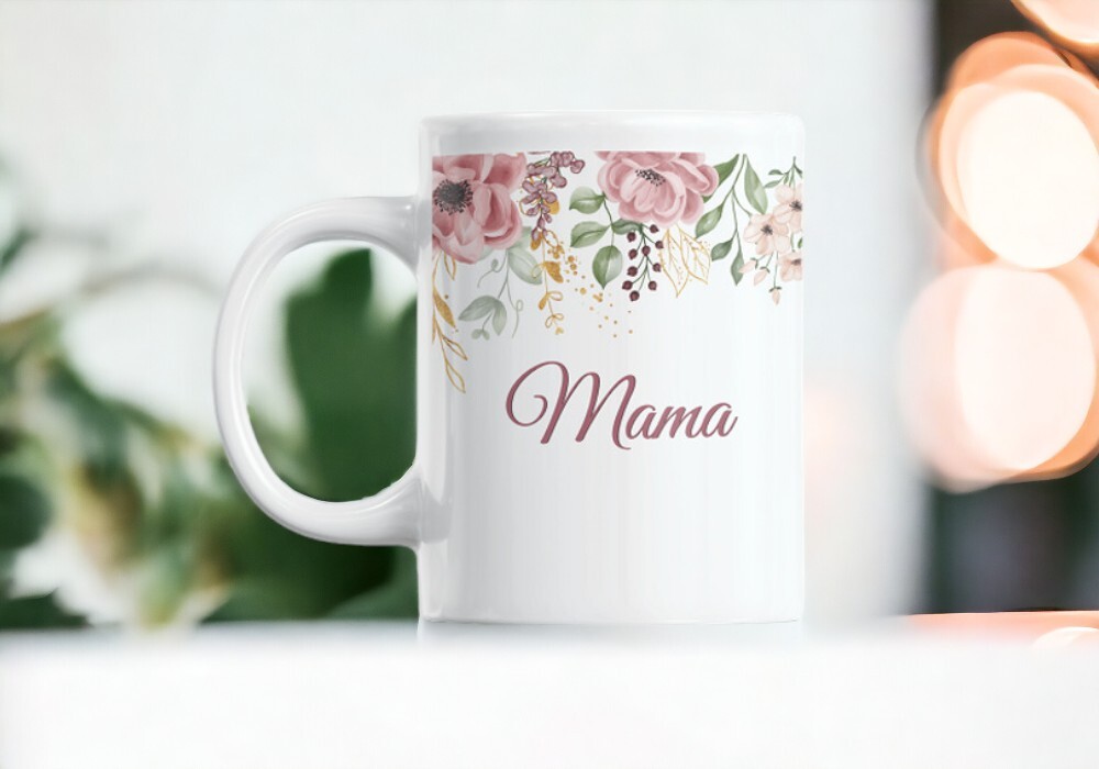 Standartinis puodelis su gėlėm „Mama“