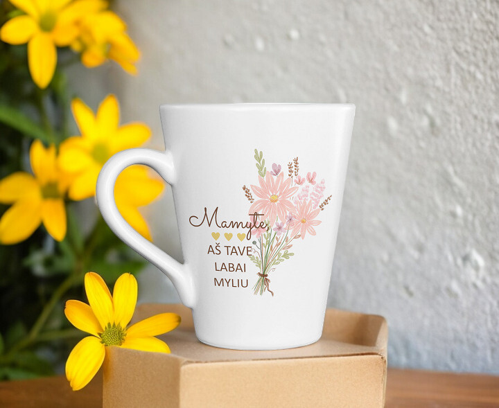 Latte puodelis „Mamyte, aš tave labai myliu“ (300ml)