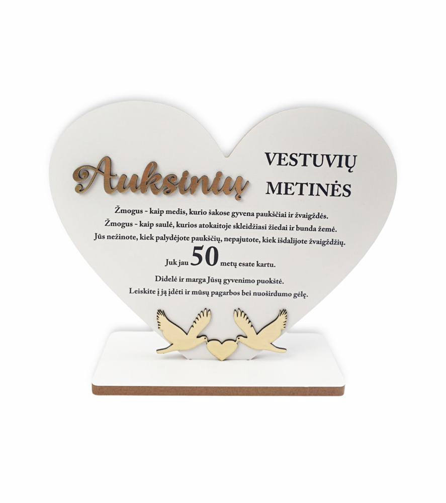 Pastatoma širdis „Auksinių vestuvių metinės“