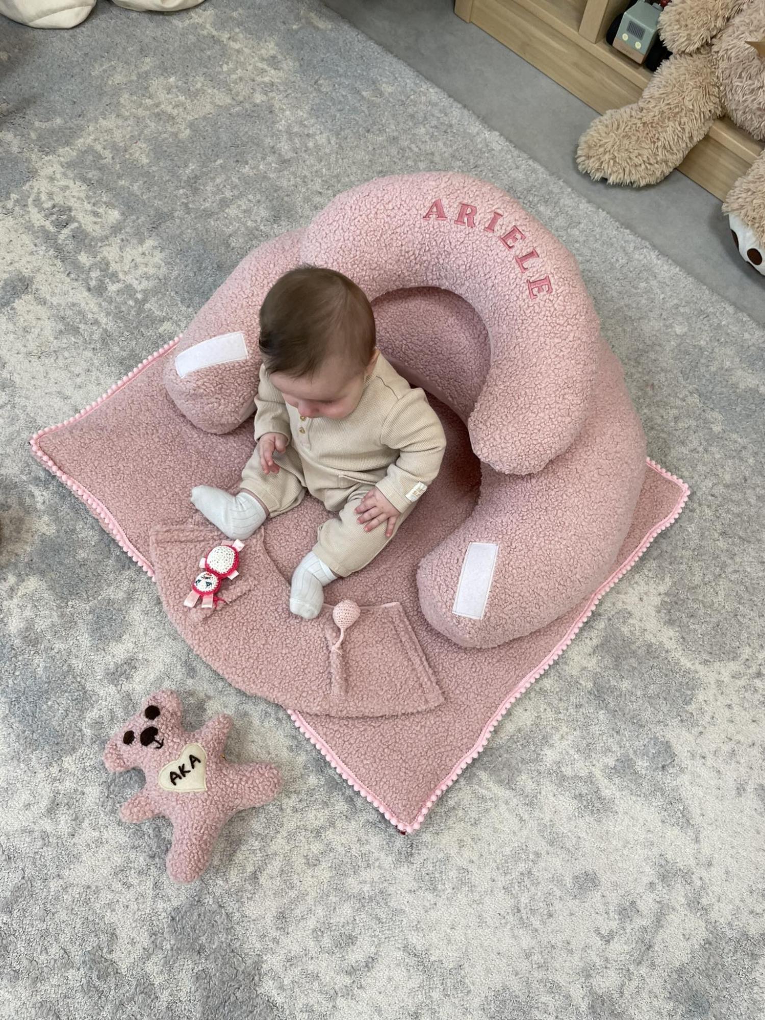 SĖDINUKAS su pailgu kilimėliu ,,TEDDY PINK,,