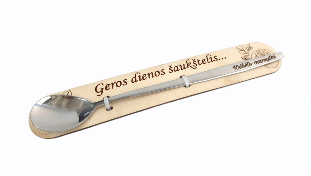 Graviruotas šaukštelis su paduku „Krikšto mamytei“
