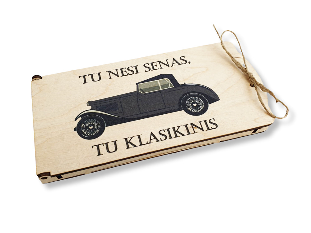 Pinigų vokelis su spauda „Tu nesi senas, tu klasikinis“
