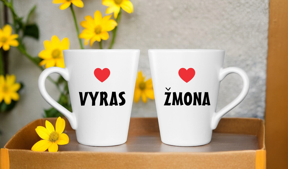 Latte puodeliai „Žmona“ ir „Vyras“ (300ml)