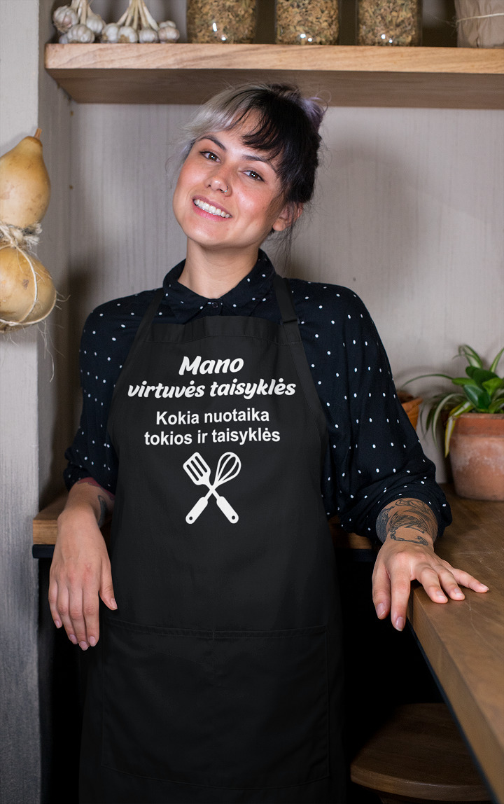 Prijuostė „Mano virtuvės taisyklės“
