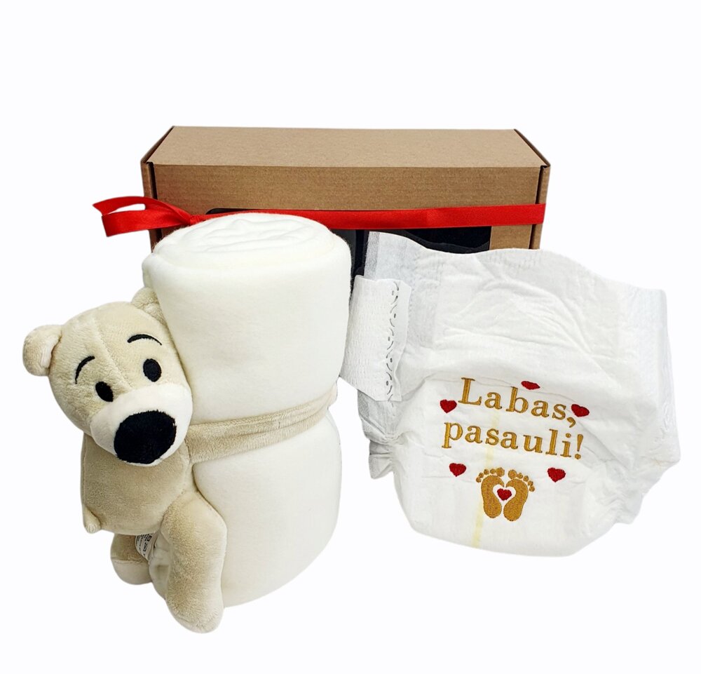Dovanų rinkinys siuvinėtas pampersas ir pledas