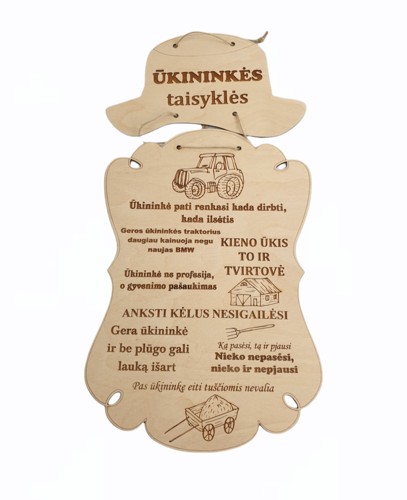 Graviruota, pakabinama lentelė „Ūkininkės taisyklės“