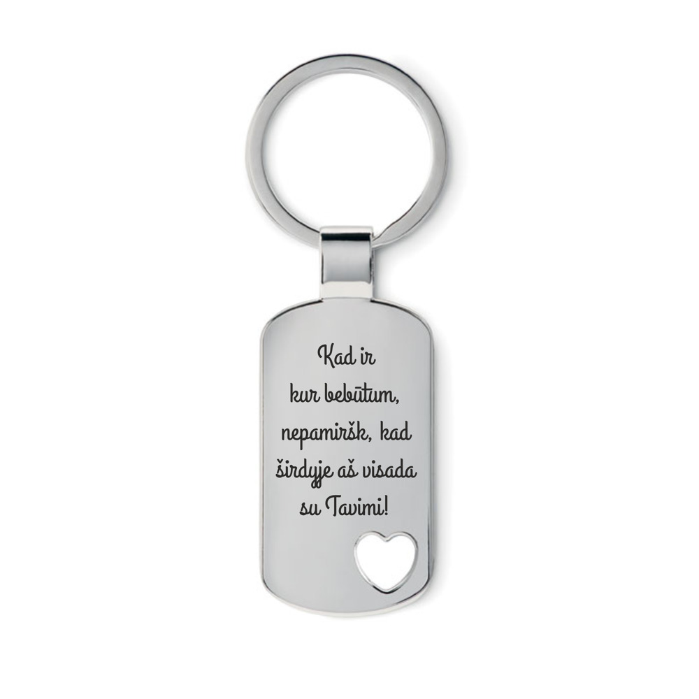 Metalinis raktų pakabukas su širdele „Kad ir kur bebūtum...“