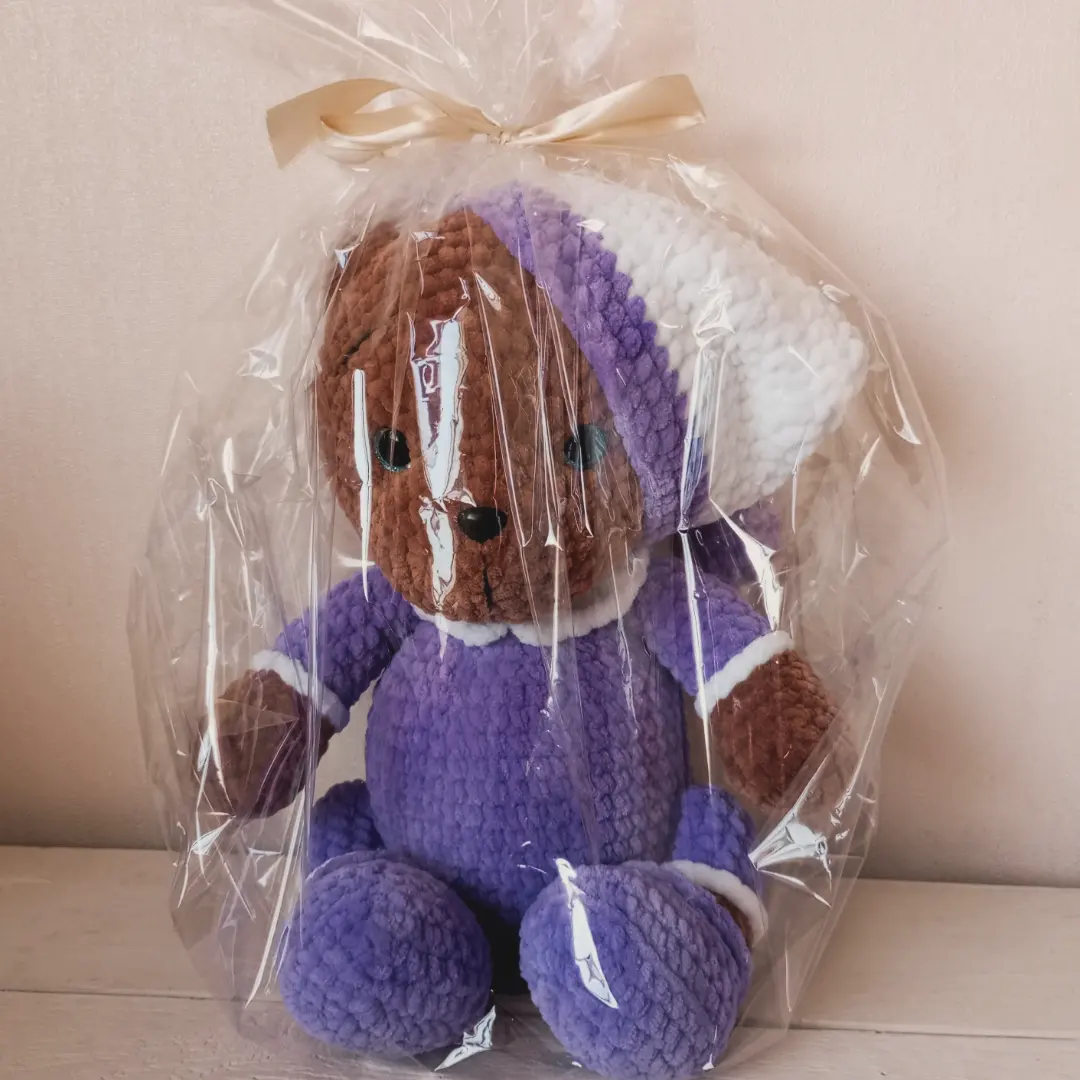 Meškučiai su pižama, nerti, ~35/40cm. Puiki Kalėdinė Dovana naujagimiui Dovana krikštynoms Palankynų dovana