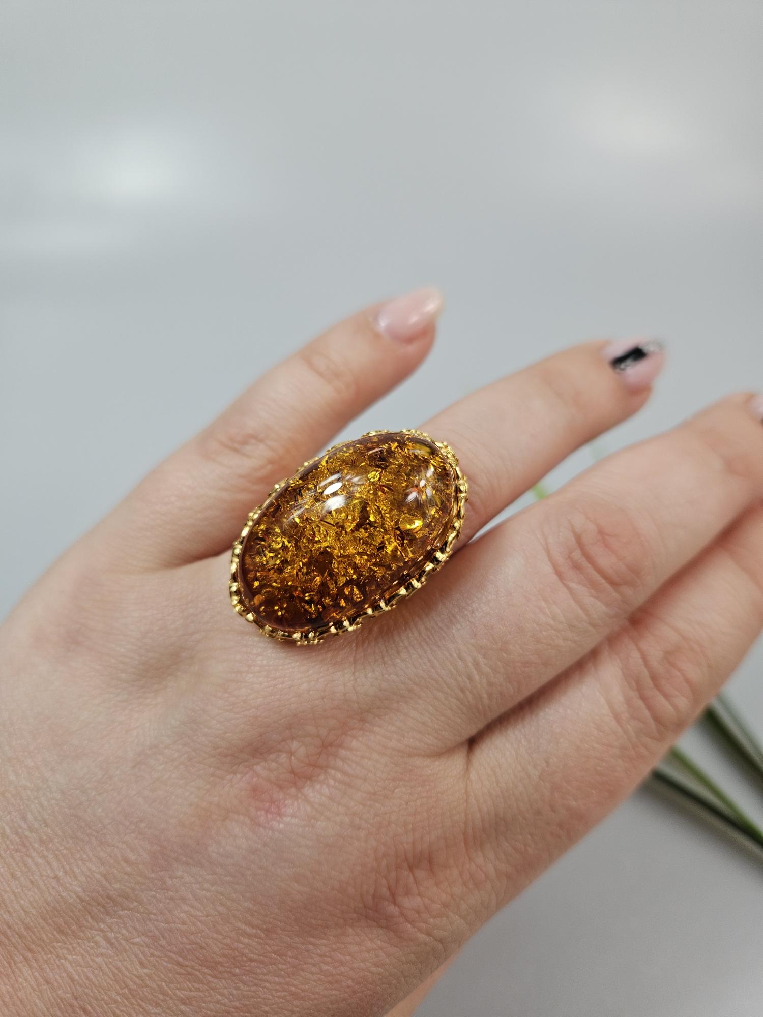 Gintarinis žiedas Amber ring didelis žiedas su gintaru ir auksu