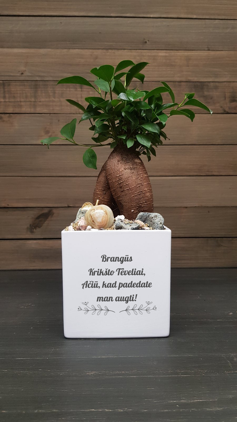 Vazonas „Brangūs Krikšto tėveliai, ačiū, kad padedate man augti“