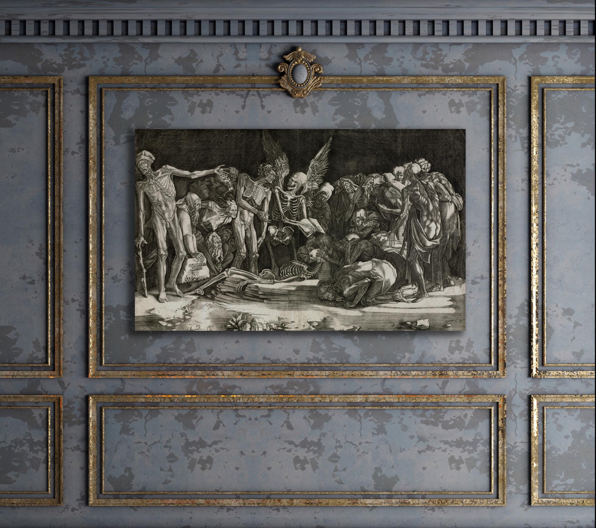 Reprodukcija „Skeletai“, Agostino Veneziano, (1518)